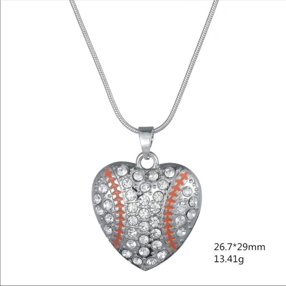 (R3) Baseball Heart Necklace - Picture 4 of 8